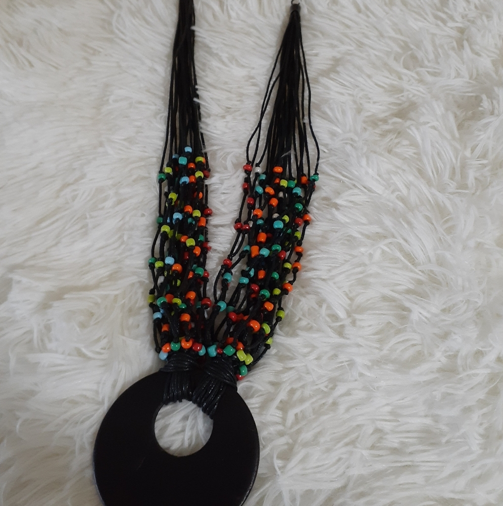 Necklace wood and beads
